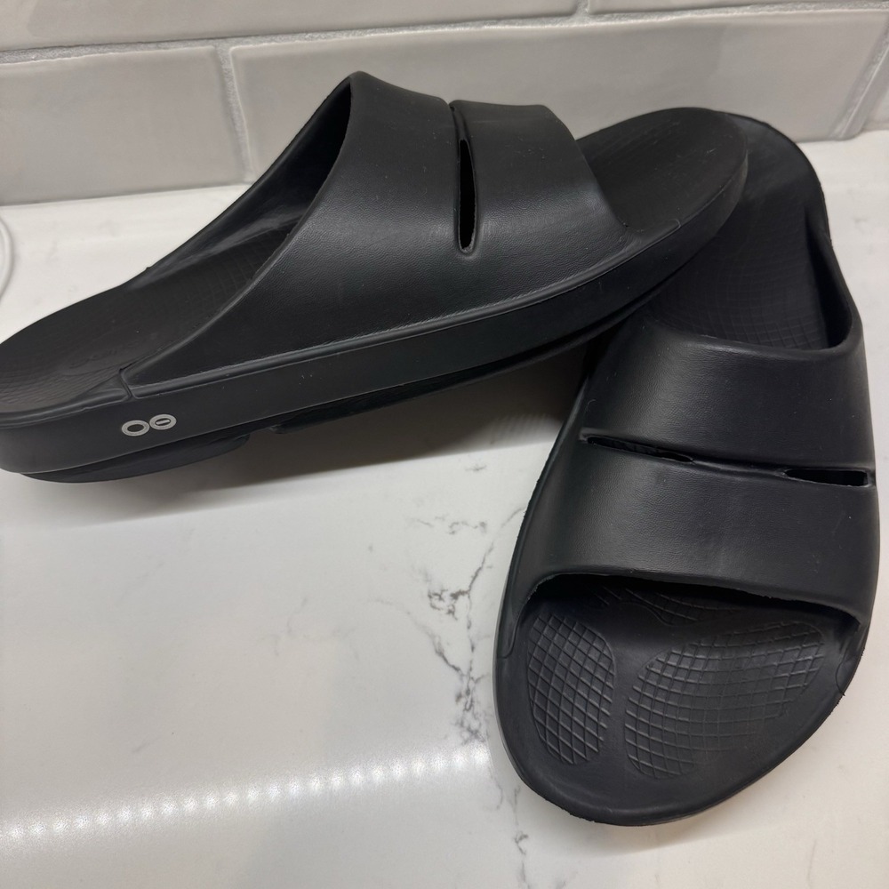 OOFOS‎ Sandals Mens Size 12 Womens 14 Ooahh Black Recovery Comfort Slip On